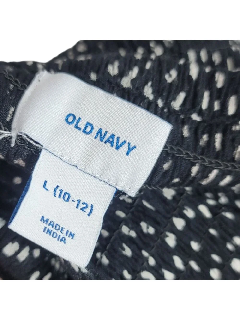 Old Navy Girls Sleeveless Jumpsuit Black Large Wide Leg Smocked Top Ties Dots